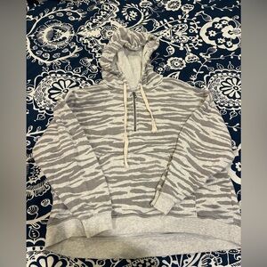 Aerie Gray Zebra Print Hoodie
